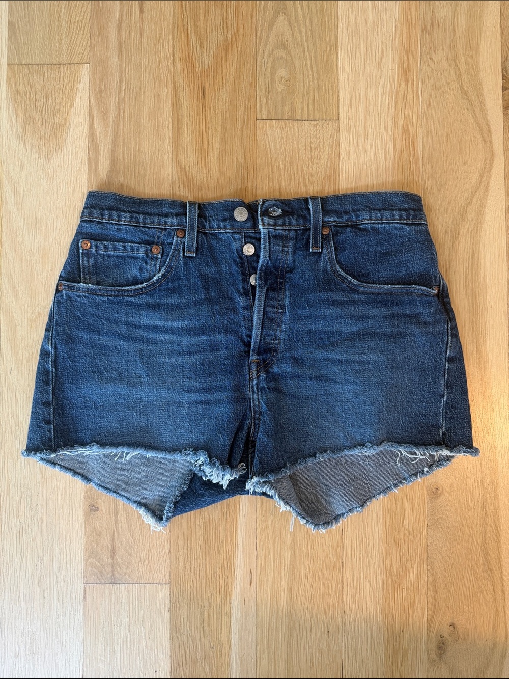 Levi's Dark Blue Distressed Cutoff Jean Shorts